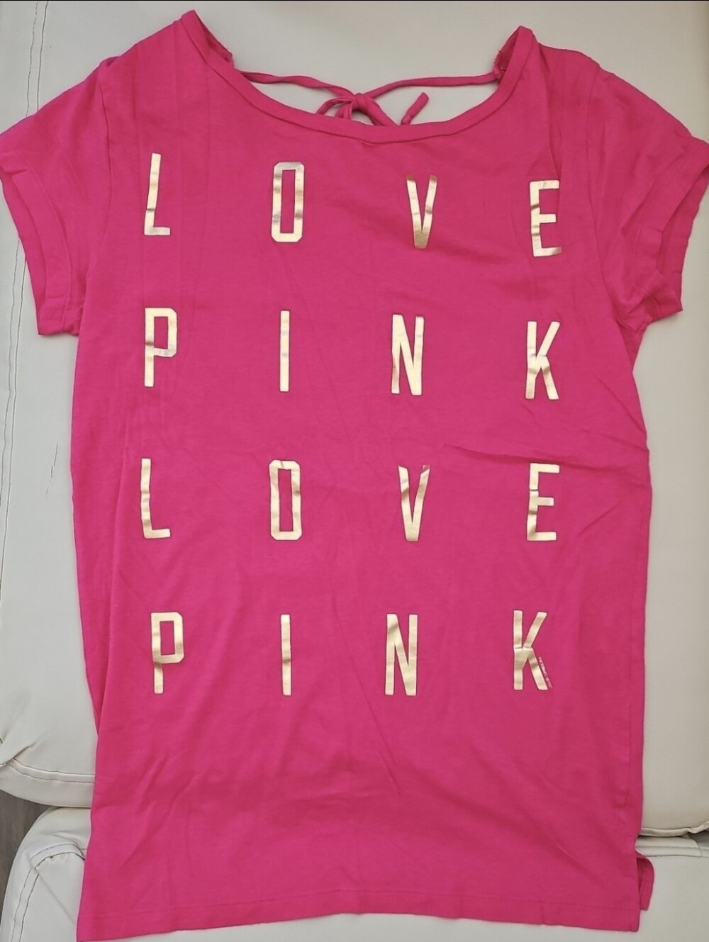 Victoria's Secret Metallic Gold Love Pink Open Back Tunic Shirt